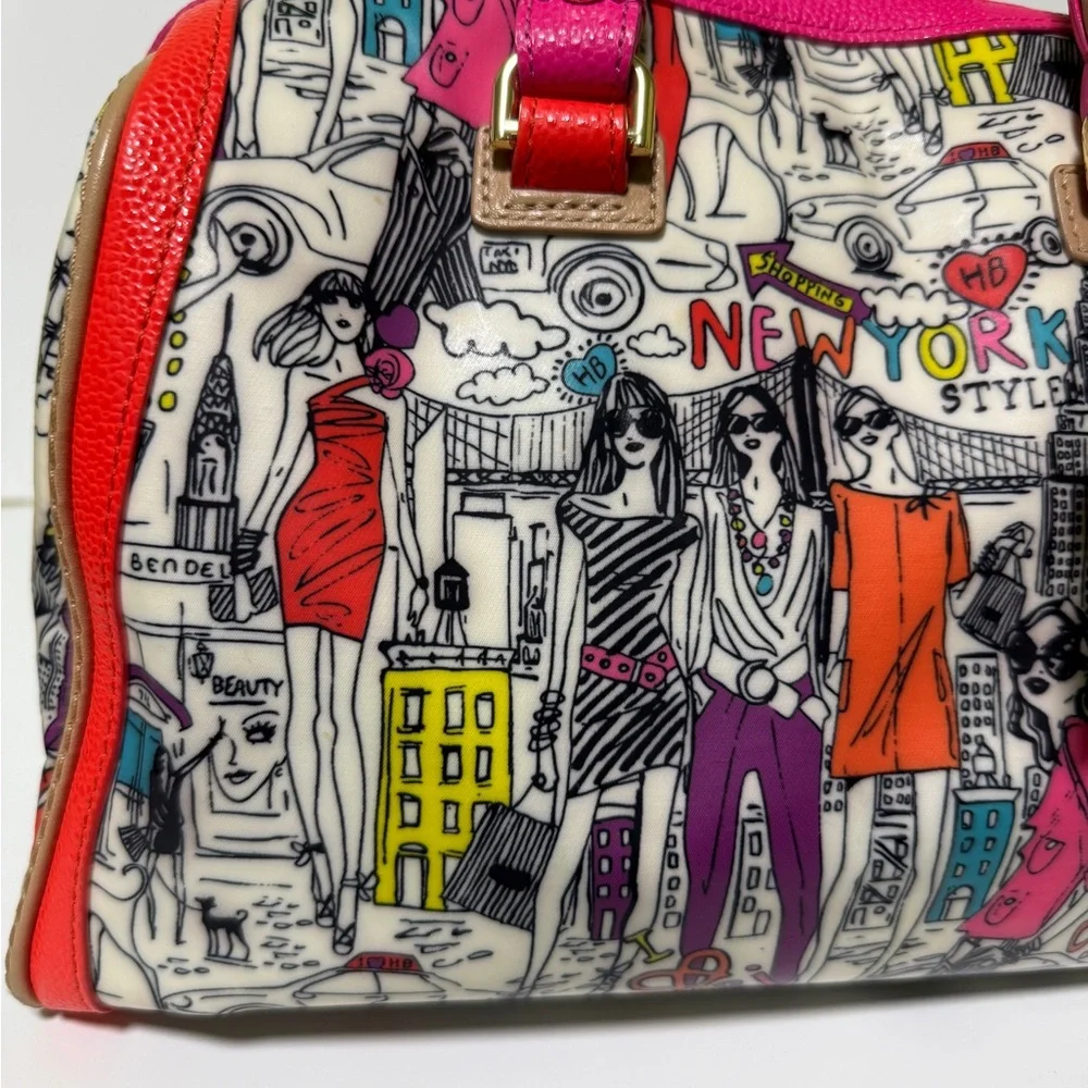 Henri Bendel Pink and Orange Satchel with Graphic Design - Picture 3 of 16